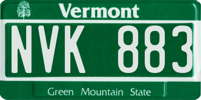 VT license plate NVK883