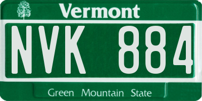 VT license plate NVK884