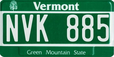 VT license plate NVK885