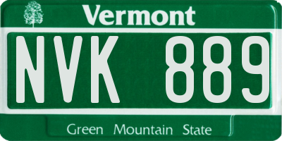 VT license plate NVK889
