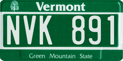 VT license plate NVK891