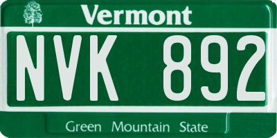 VT license plate NVK892