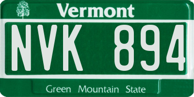 VT license plate NVK894
