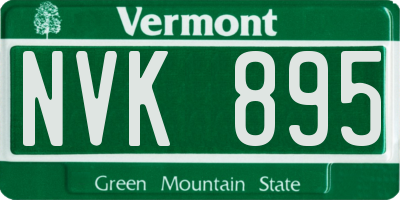 VT license plate NVK895