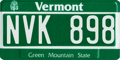VT license plate NVK898