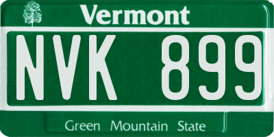 VT license plate NVK899