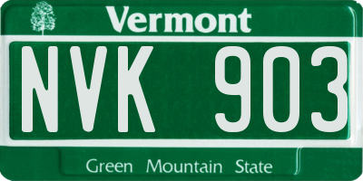VT license plate NVK903