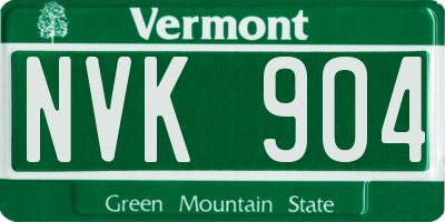 VT license plate NVK904