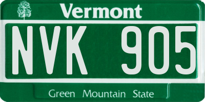 VT license plate NVK905