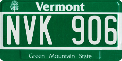 VT license plate NVK906