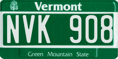 VT license plate NVK908