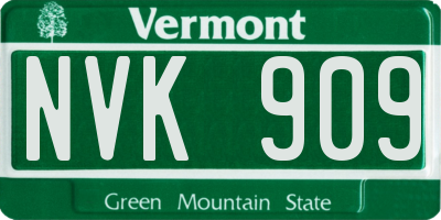VT license plate NVK909