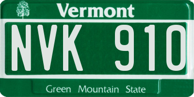 VT license plate NVK910