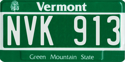 VT license plate NVK913