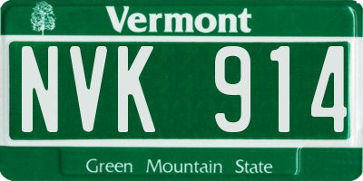 VT license plate NVK914