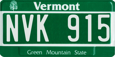 VT license plate NVK915