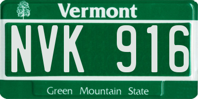 VT license plate NVK916