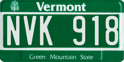 VT license plate NVK918
