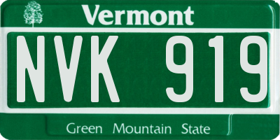 VT license plate NVK919
