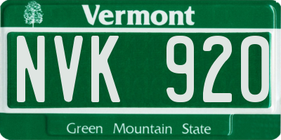 VT license plate NVK920