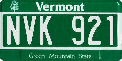 VT license plate NVK921