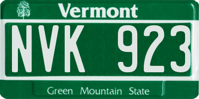 VT license plate NVK923