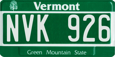 VT license plate NVK926