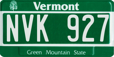 VT license plate NVK927