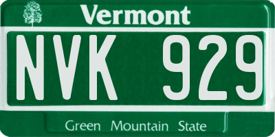 VT license plate NVK929