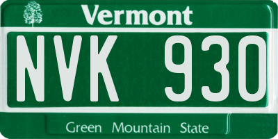 VT license plate NVK930