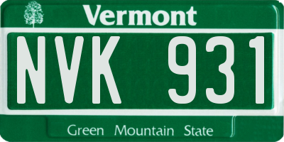 VT license plate NVK931