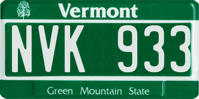 VT license plate NVK933