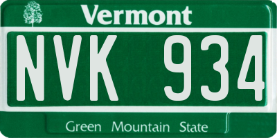 VT license plate NVK934
