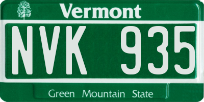 VT license plate NVK935