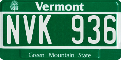 VT license plate NVK936
