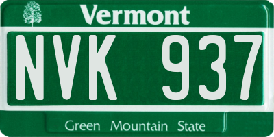VT license plate NVK937