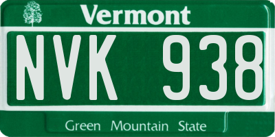 VT license plate NVK938
