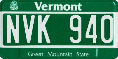 VT license plate NVK940