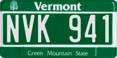 VT license plate NVK941