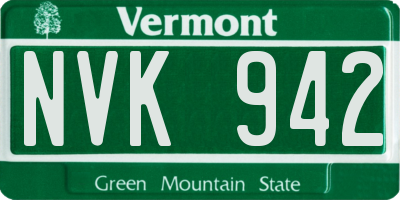 VT license plate NVK942