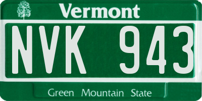 VT license plate NVK943