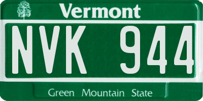 VT license plate NVK944