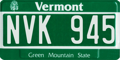 VT license plate NVK945