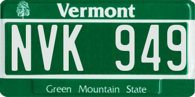 VT license plate NVK949