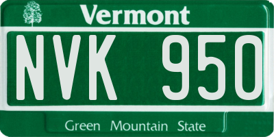 VT license plate NVK950
