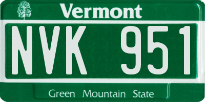 VT license plate NVK951