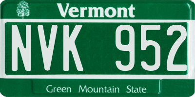 VT license plate NVK952