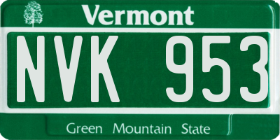 VT license plate NVK953
