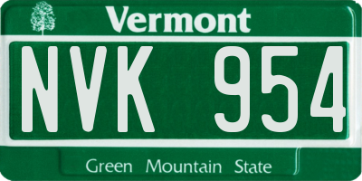 VT license plate NVK954