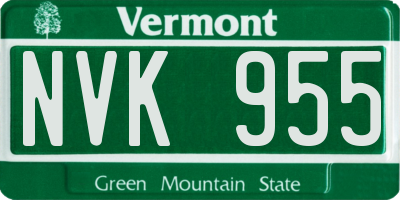 VT license plate NVK955